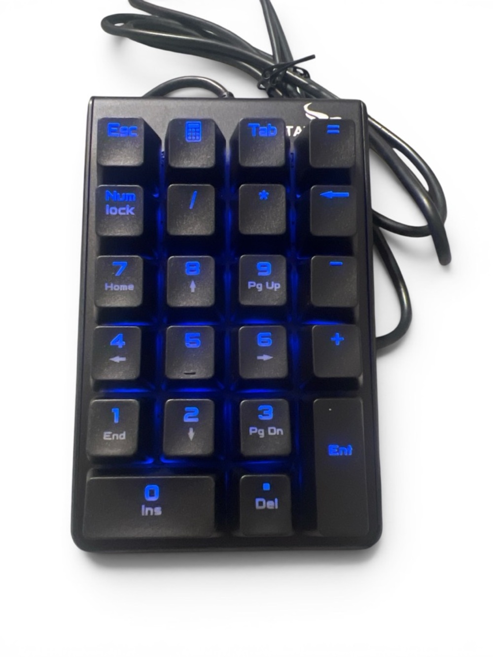 22 Key Wired Numeric Keypad Rottay Blue Backlight Black USB Click Accounting‎